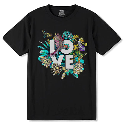 LOVE FLORAL - Unisex Round Neck Regular Fit 100% Combed Cotton Half Sleeve T-Shirt - Mojilo Mart