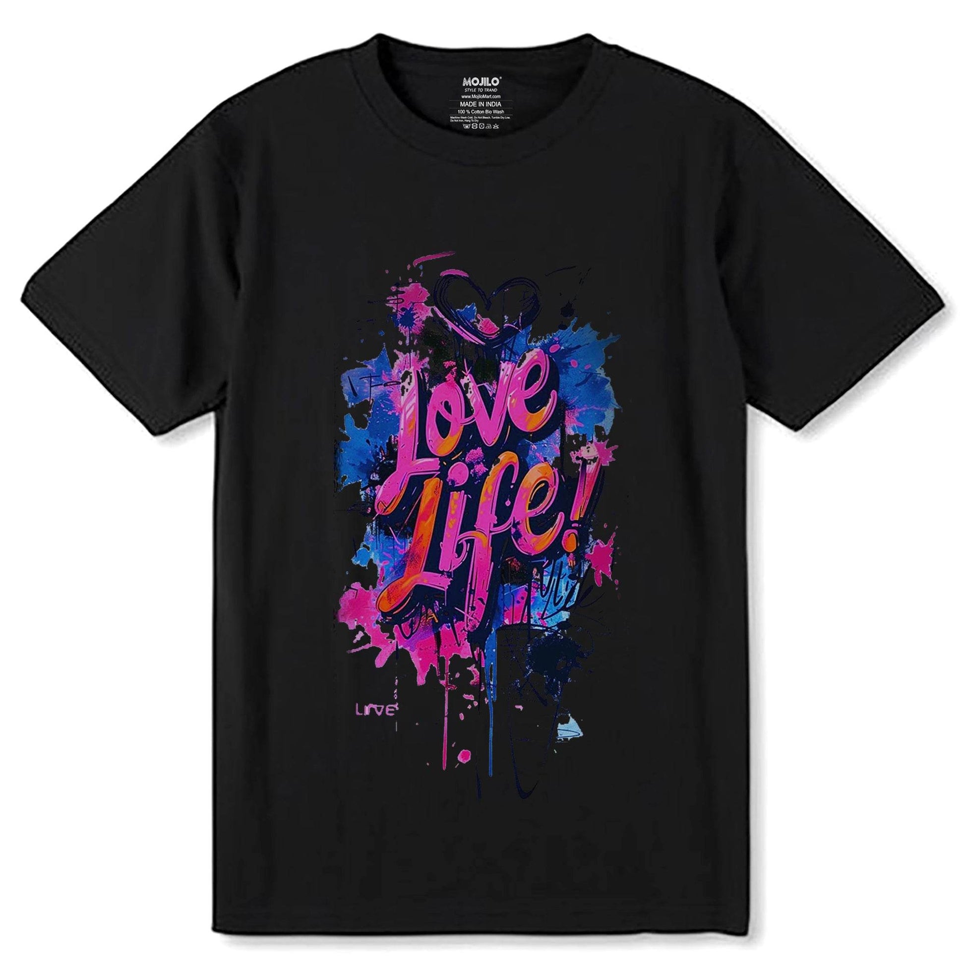 LOVE LIFE - Unisex Round Neck Regular Fit 100% Combed Cotton Half Sleeve T-Shirt - Mojilo Mart