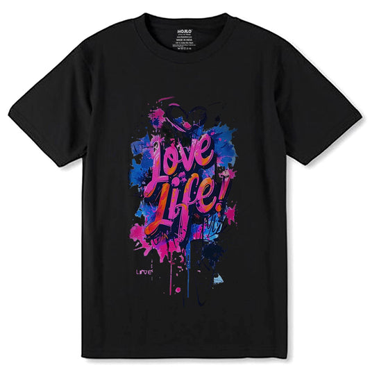 LOVE LIFE - Unisex Round Neck Regular Fit 100% Combed Cotton Half Sleeve T-Shirt - Mojilo Mart