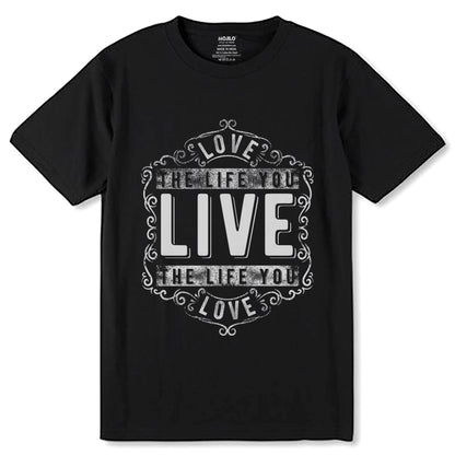 LOVE THE LIFE YOU LIVE THE LIFE YOU GLOVES - Unisex Round Neck Regular Fit 100% Combed Cotton Half Sleeve T-Shirt - Mojilo Mart