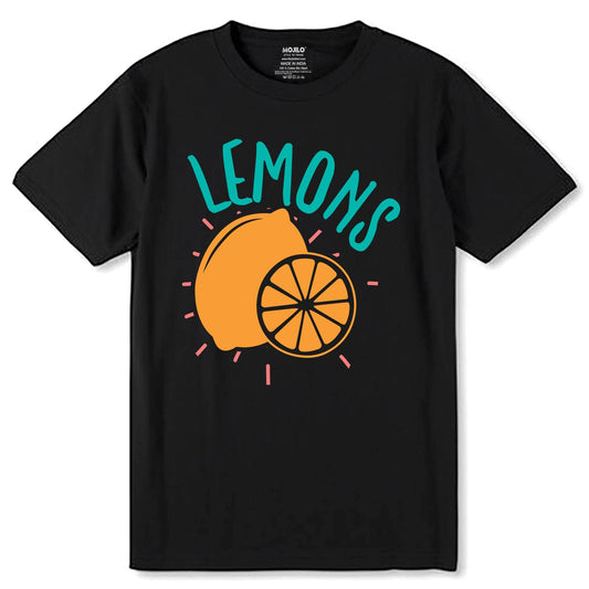 Lemons - Unisex Round Neck Regular Fit 100% Combed Cotton Half Sleeve T-Shirt - Mojilo Mart