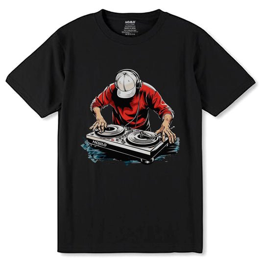 Funny Dj Music Lover Retro Vintage Music Dj - Unisex Round Neck Regular Fit 100% Combed Cotton Half Sleeve T-Shirt - Mojilo Mart