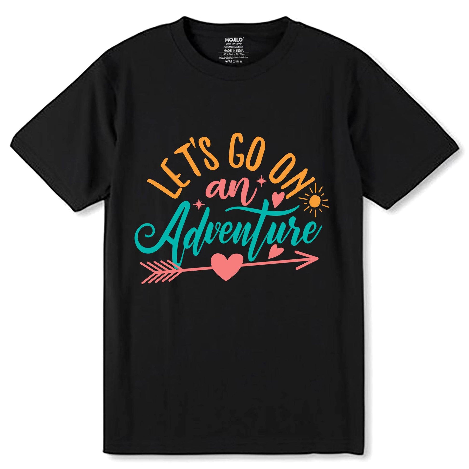 Let's An Adventure - Unisex Round Neck Regular Fit 100% Combed Cotton Half Sleeve T-Shirt - Mojilo Mart