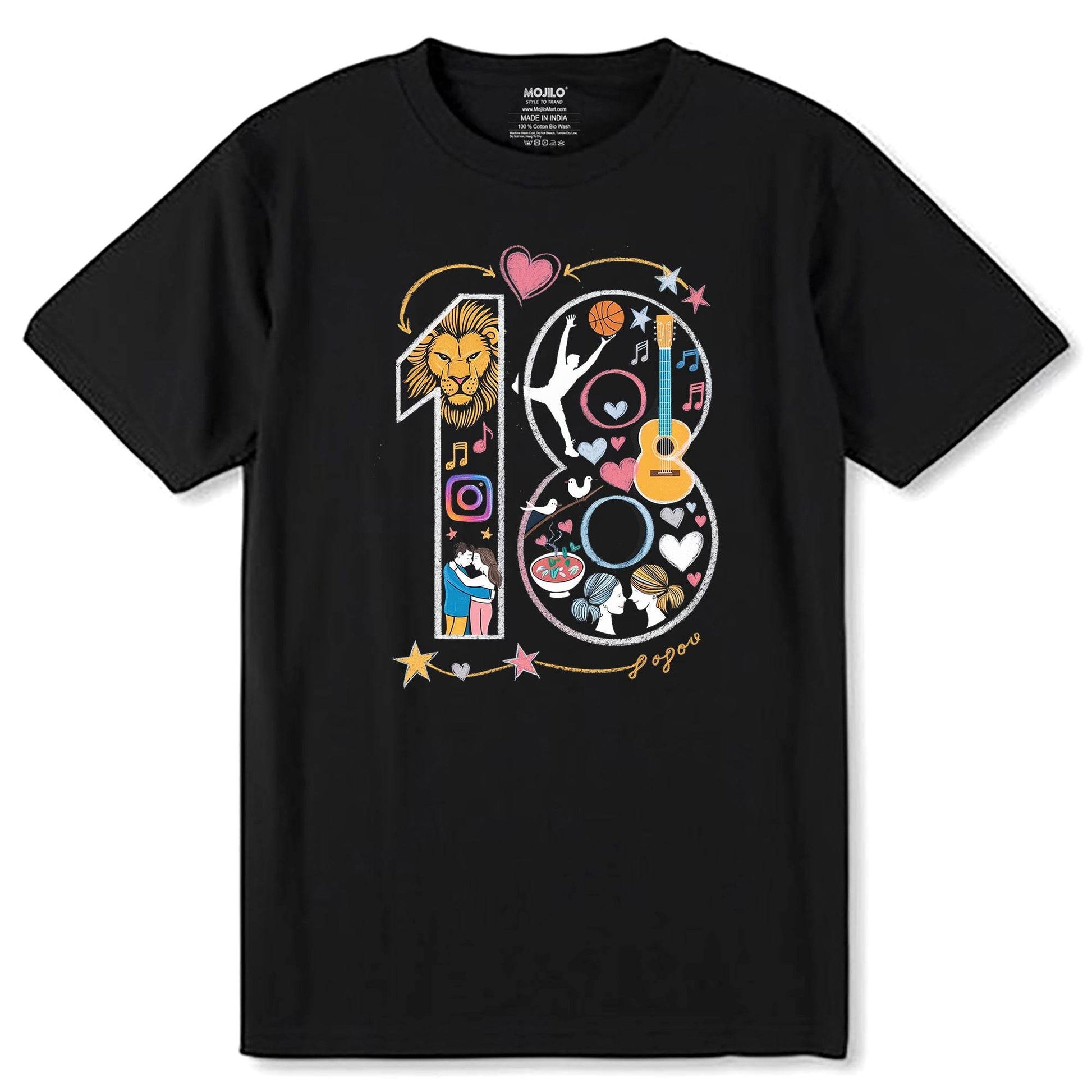 Let's party i'm turning 18 festive birthday t shirts - Unisex Round Neck Regular Fit 100% Combed Cotton Half Sleeve T-Shirt - Mojilo Mart