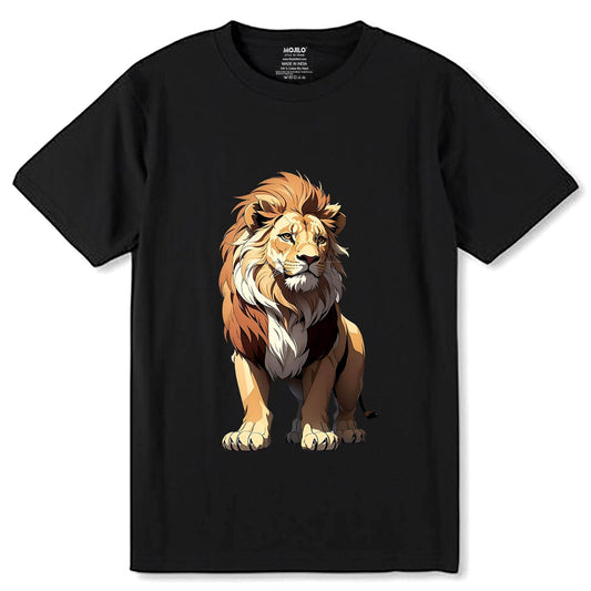 Lion Printed - Unisex Round Neck Regular Fit 100% Combed Cotton Half Sleeve T-Shirt - Mojilo Mart