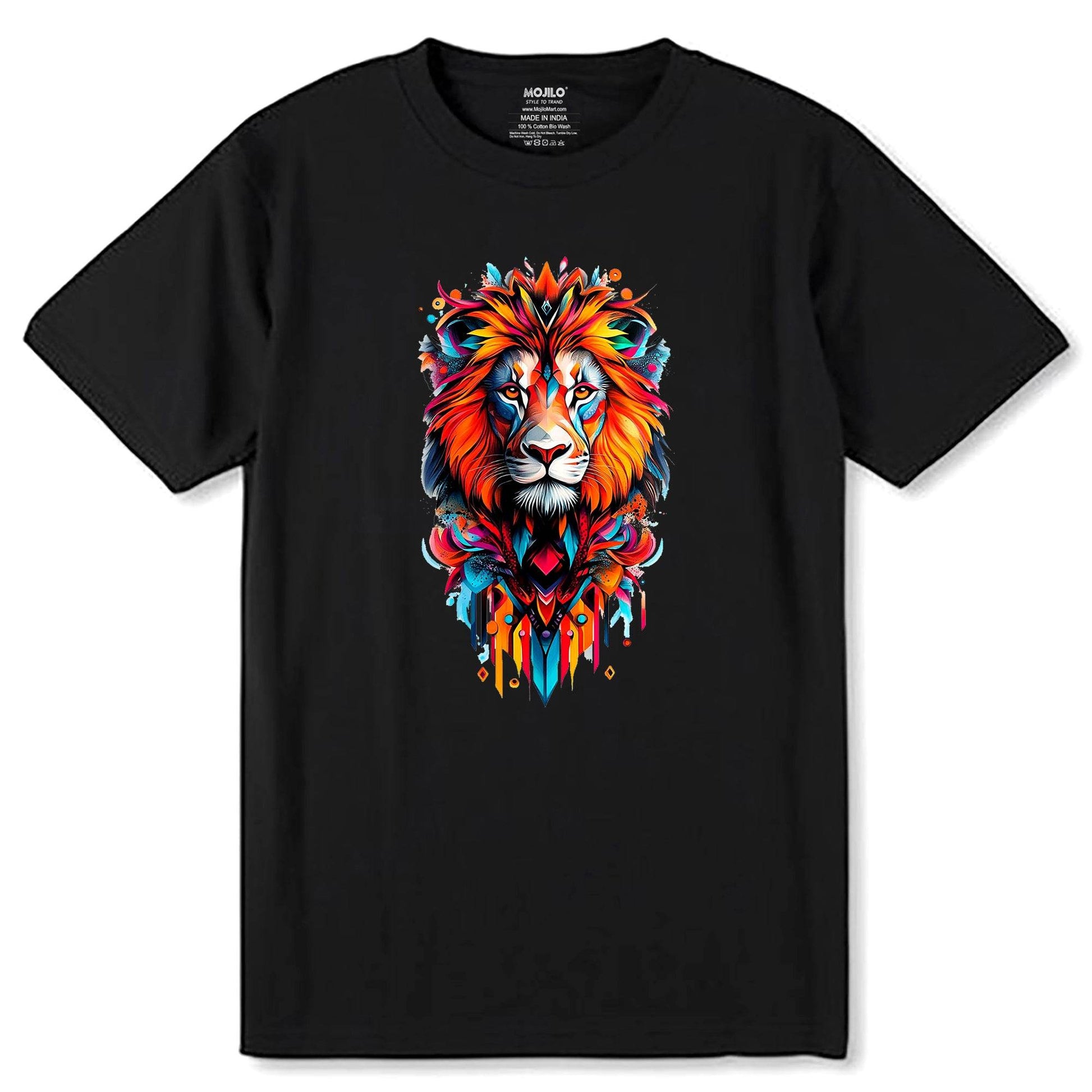 Lion Tiger Big Cat - Unisex Round Neck Regular Fit 100% Combed Cotton Half Sleeve T-Shirt - Mojilo Mart