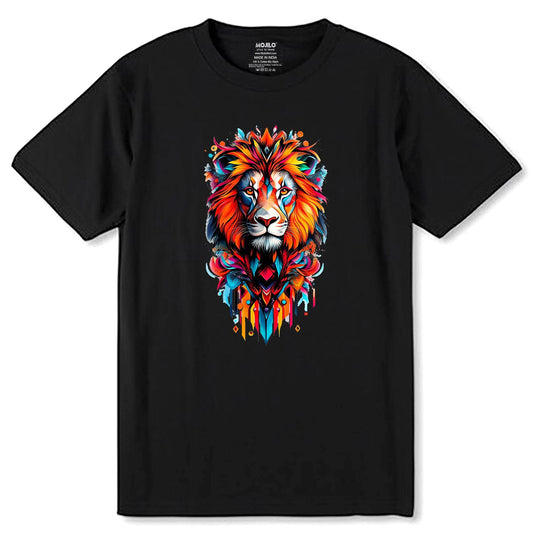 Lion Tiger Big Cat - Unisex Round Neck Regular Fit 100% Combed Cotton Half Sleeve T-Shirt - Mojilo Mart