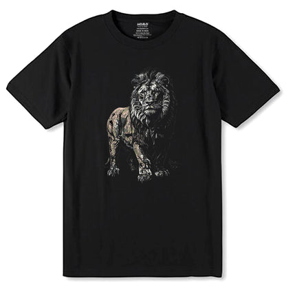 Lion's Face, Dark Tee - Unisex Round Neck Regular Fit 100% Combed Cotton Half Sleeve T-Shirt - Mojilo Mart