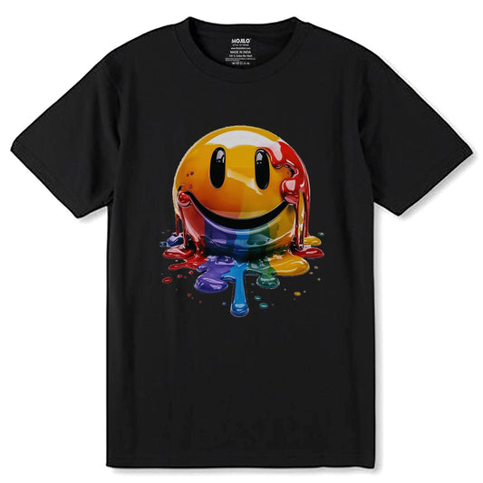 Lips and emoji - Unisex Round Neck Regular Fit 100% Combed Cotton Half Sleeve T-Shirt - Mojilo Mart