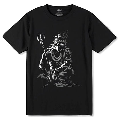 Lord Shiv Printed - Unisex Round Neck Regular Fit 100% Combed Cotton Half Sleeve T-Shirt - Mojilo Mart