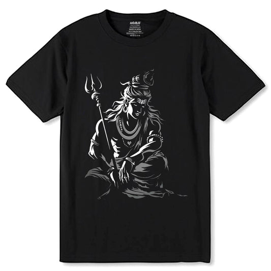 Lord Shiv Printed - Unisex Round Neck Regular Fit 100% Combed Cotton Half Sleeve T-Shirt - Mojilo Mart