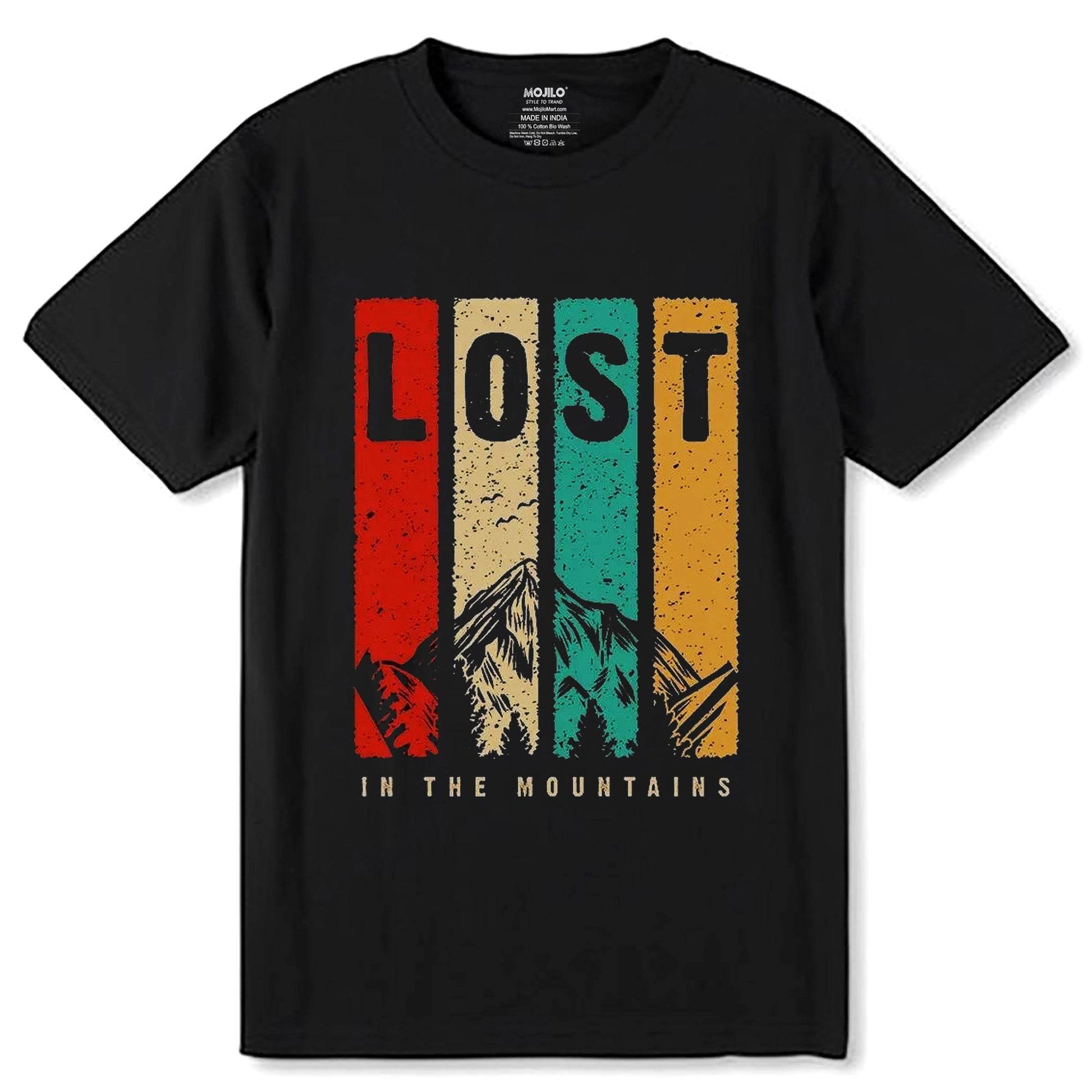 Lost In The Mountains - Unisex Round Neck Regular Fit 100% Combed Cotton Half Sleeve T-Shirt - Mojilo Mart