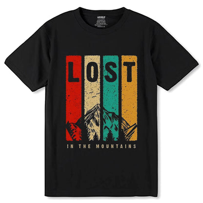 Lost In The Mountains - Unisex Round Neck Regular Fit 100% Combed Cotton Half Sleeve T-Shirt - Mojilo Mart