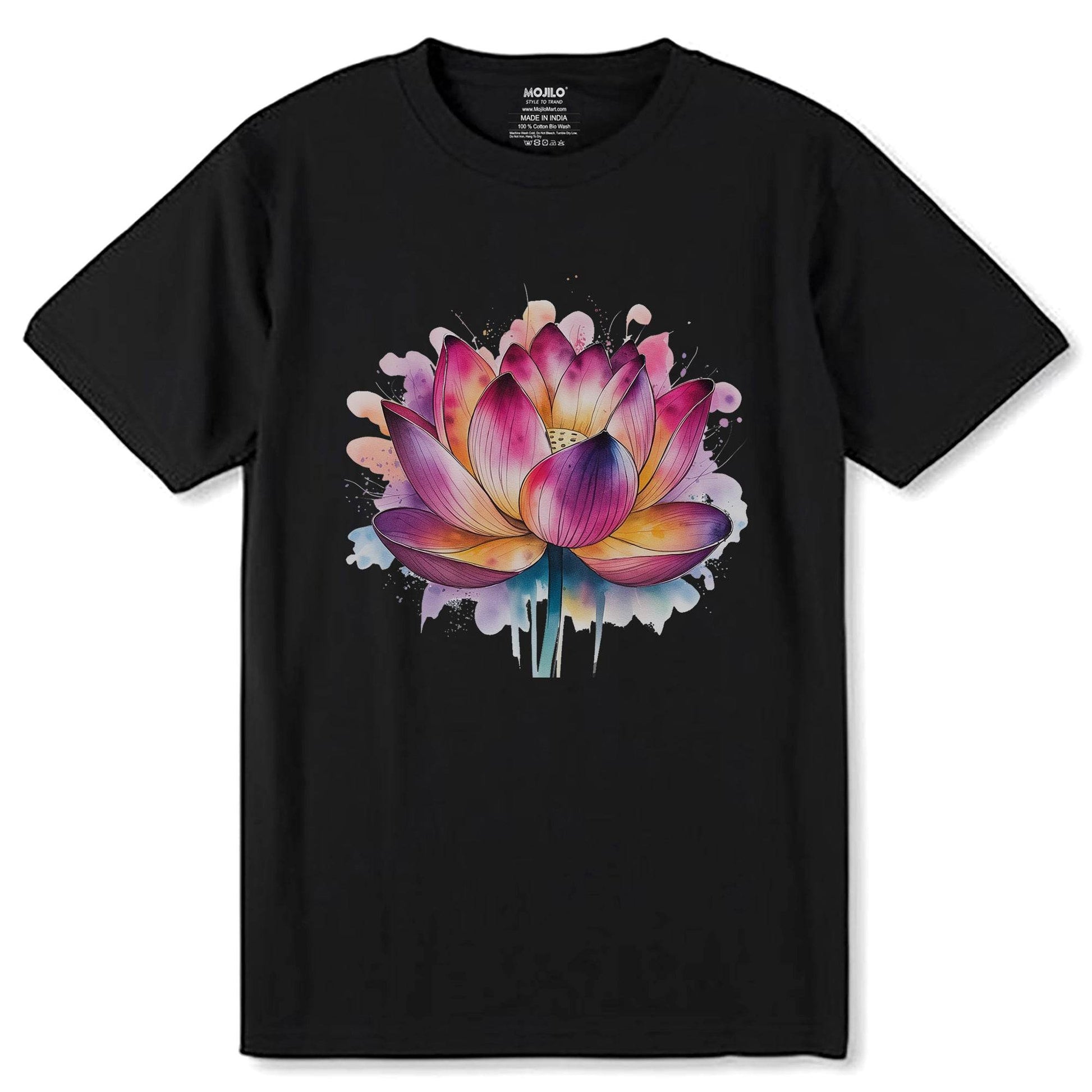 Lotus Flower Yoga Metaphysical - Unisex Round Neck Regular Fit 100% Combed Cotton Half Sleeve T-Shirt - Mojilo Mart