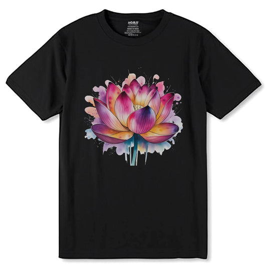 Lotus Flower Yoga Metaphysical - Unisex Round Neck Regular Fit 100% Combed Cotton Half Sleeve T-Shirt - Mojilo Mart