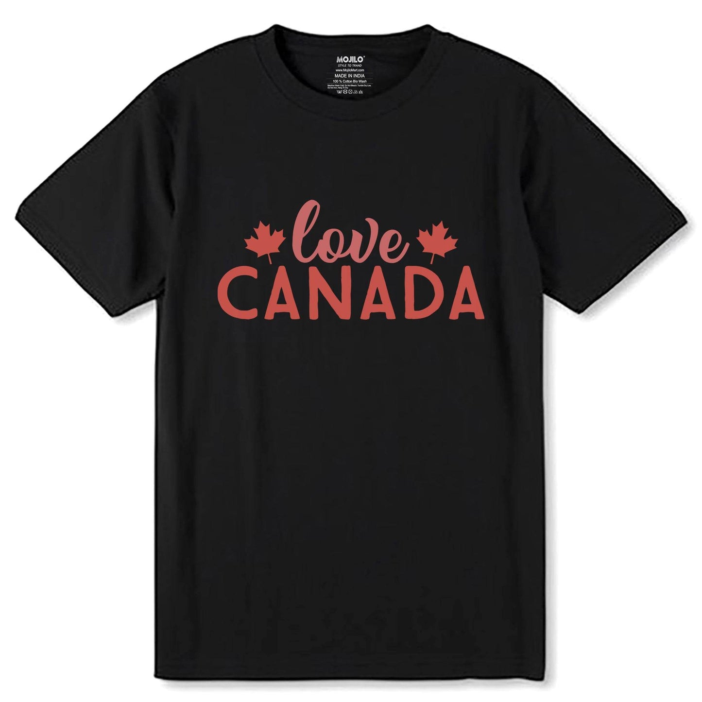 Love CANADA Print - Unisex Round Neck Regular Fit 100% Combed Cotton Half Sleeve T-Shirt - Mojilo Mart