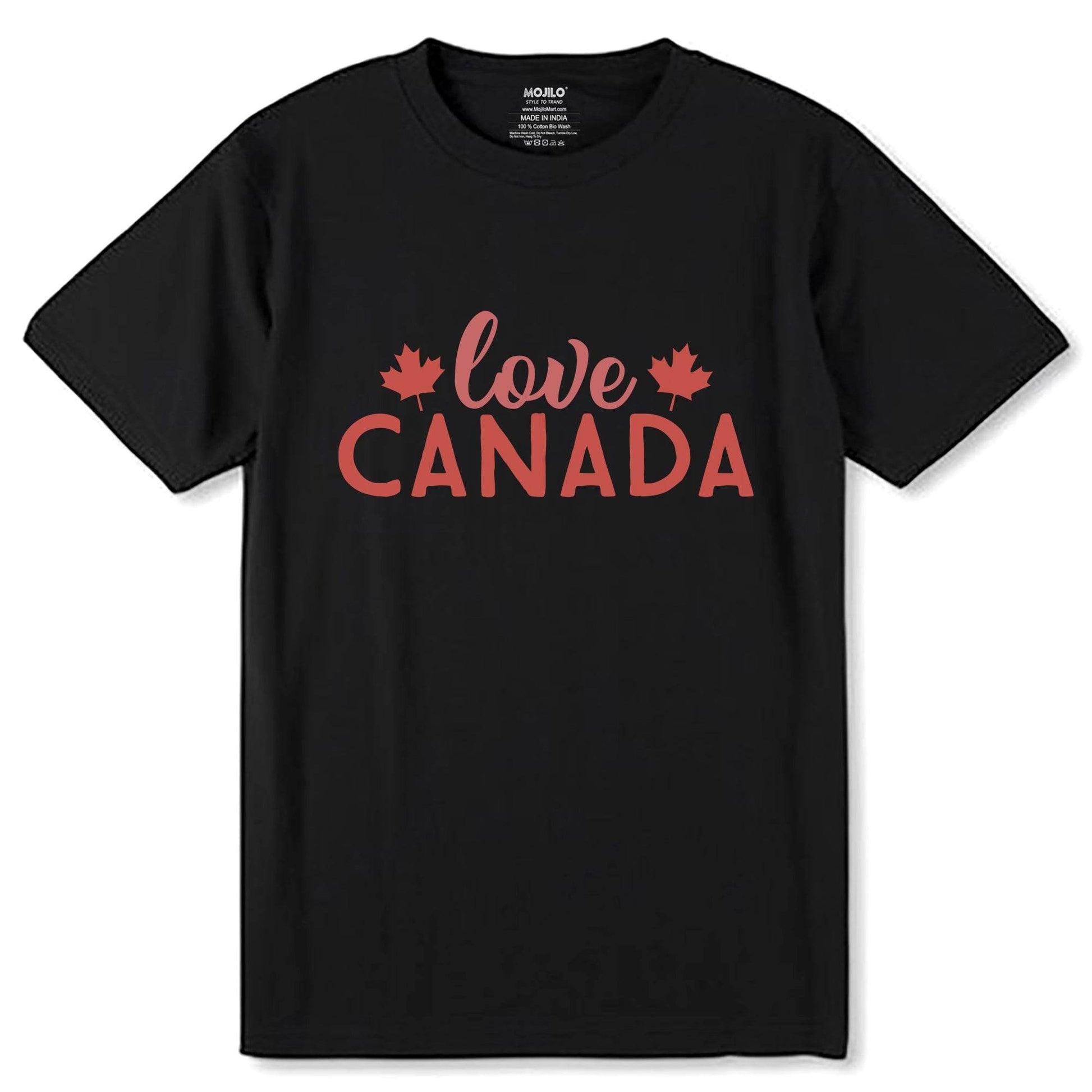 Love CANADA Print - Unisex Round Neck Regular Fit 100% Combed Cotton Half Sleeve T-Shirt - Mojilo Mart