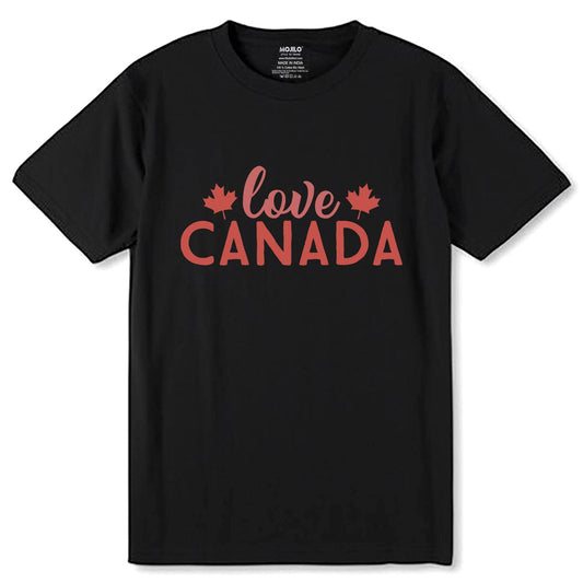 Love CANADA Print - Unisex Round Neck Regular Fit 100% Combed Cotton Half Sleeve T-Shirt - Mojilo Mart