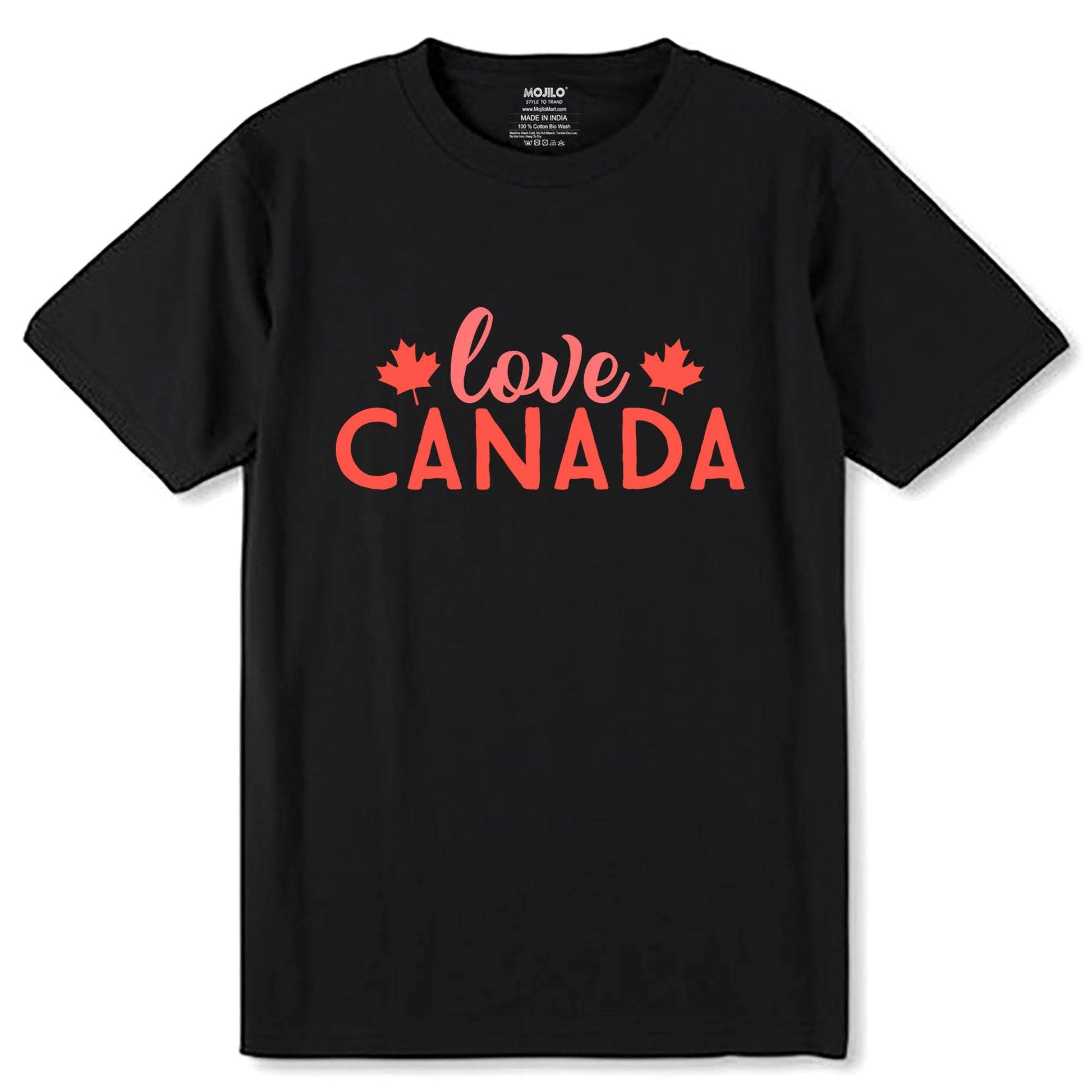 Love Canada - Unisex Round Neck Regular Fit 100% Combed Cotton Half Sleeve T-Shirt - Mojilo Mart