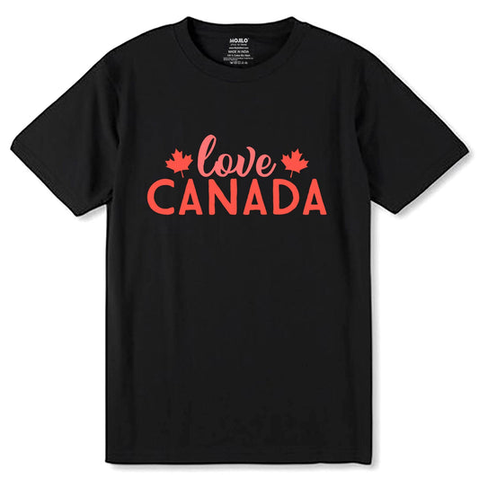 Love Canada - Unisex Round Neck Regular Fit 100% Combed Cotton Half Sleeve T-Shirt - Mojilo Mart