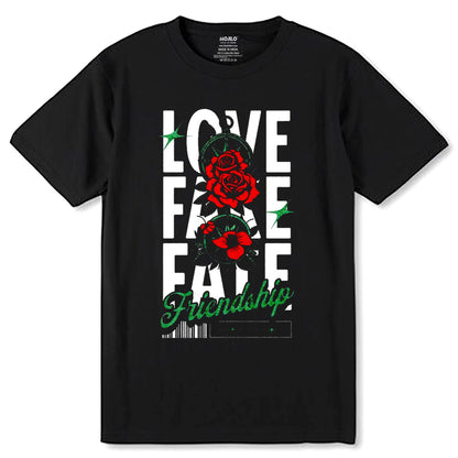 Love Fake Fate Friendship - Unisex Round Neck Regular Fit 100% Combed Cotton Half Sleeve T-Shirt - Mojilo Mart