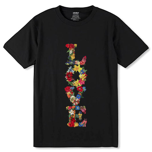 Love in flowers - Unisex Round Neck Regular Fit 100% Combed Cotton Half Sleeve T-Shirt - Mojilo Mart