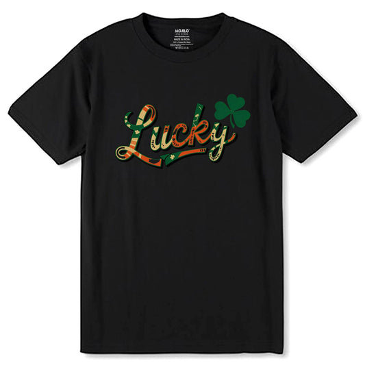 Lucky - Unisex Round Neck Regular Fit 100% Combed Cotton Half Sleeve T-Shirt - Mojilo Mart