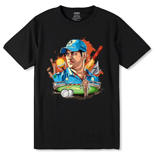 M.S Dhoni Vector Desing - Unisex Round Neck Regular Fit 100% Combed Cotton Half Sleeve T-Shirt - Mojilo Mart