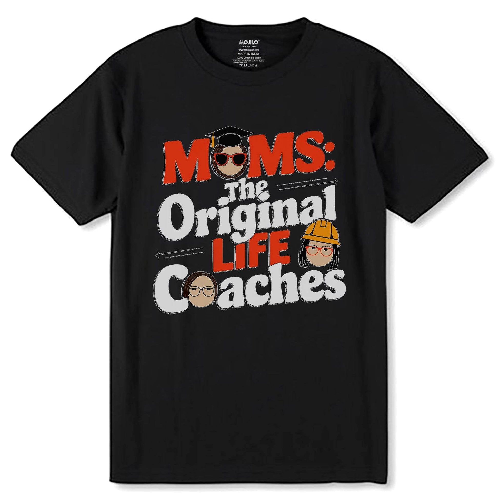 MOMS THE ORIGINAL COACHES Desing- Unisex Round Neck Regular Fit 100% Combed Cotton Half Sleeve T-Shirt - Mojilo Mart