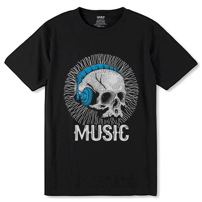 MUSIC - Unisex Round Neck Regular Fit 100% Combed Cotton Half Sleeve T-Shirt - Mojilo Mart