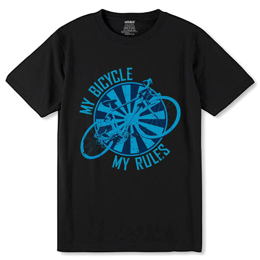 MY BICYCLE MY RULES - Unisex Round Neck Regular Fit 100% Combed Cotton Half Sleeve T-Shirt - Mojilo Mart
