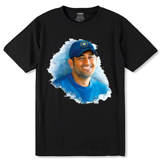 M S Dhoni Wall Poster - Unisex Round Neck Regular Fit 100% Combed Cotton Half Sleeve T-Shirt - Mojilo Mart
