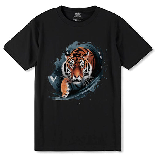 Majectic Tiger - Unisex Round Neck Regular Fit 100% Combed Cotton Half Sleeve T-Shirt - Mojilo Mart