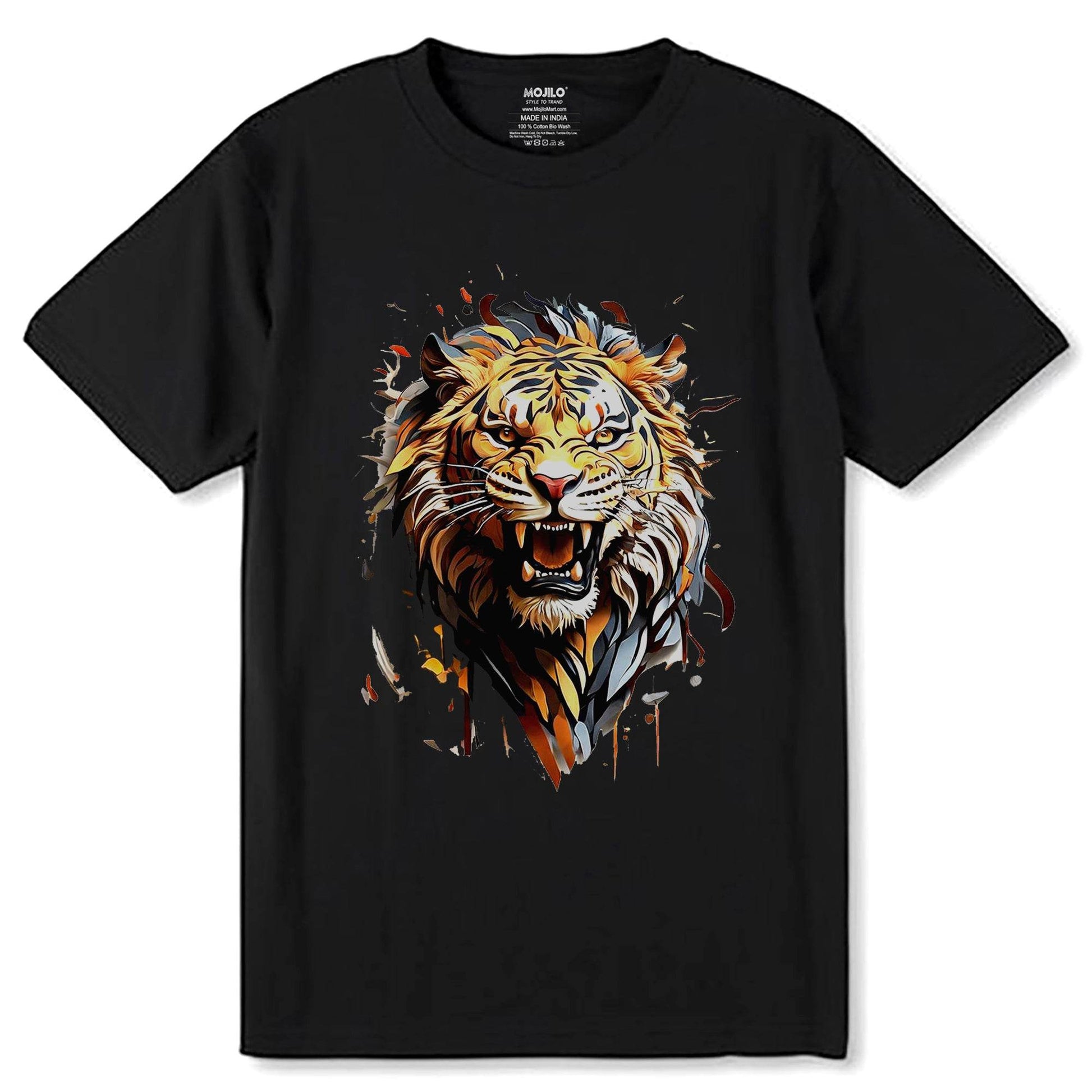 Majestic Tiger - Unisex Round Neck Regular Fit 100% Combed Cotton Half Sleeve T-Shirt - Mojilo Mart