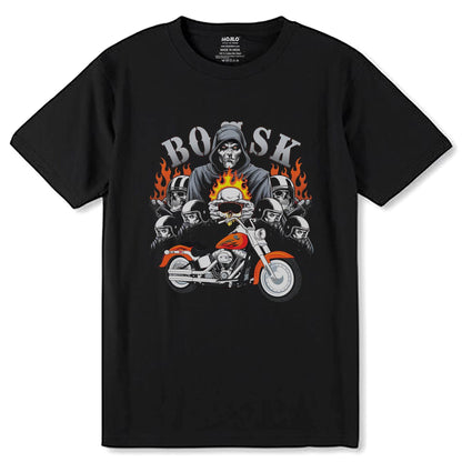 Man with fire bike Desing - Unisex Round Neck Regular Fit 100% Combed Cotton Half Sleeve T-Shirt - Mojilo Mart