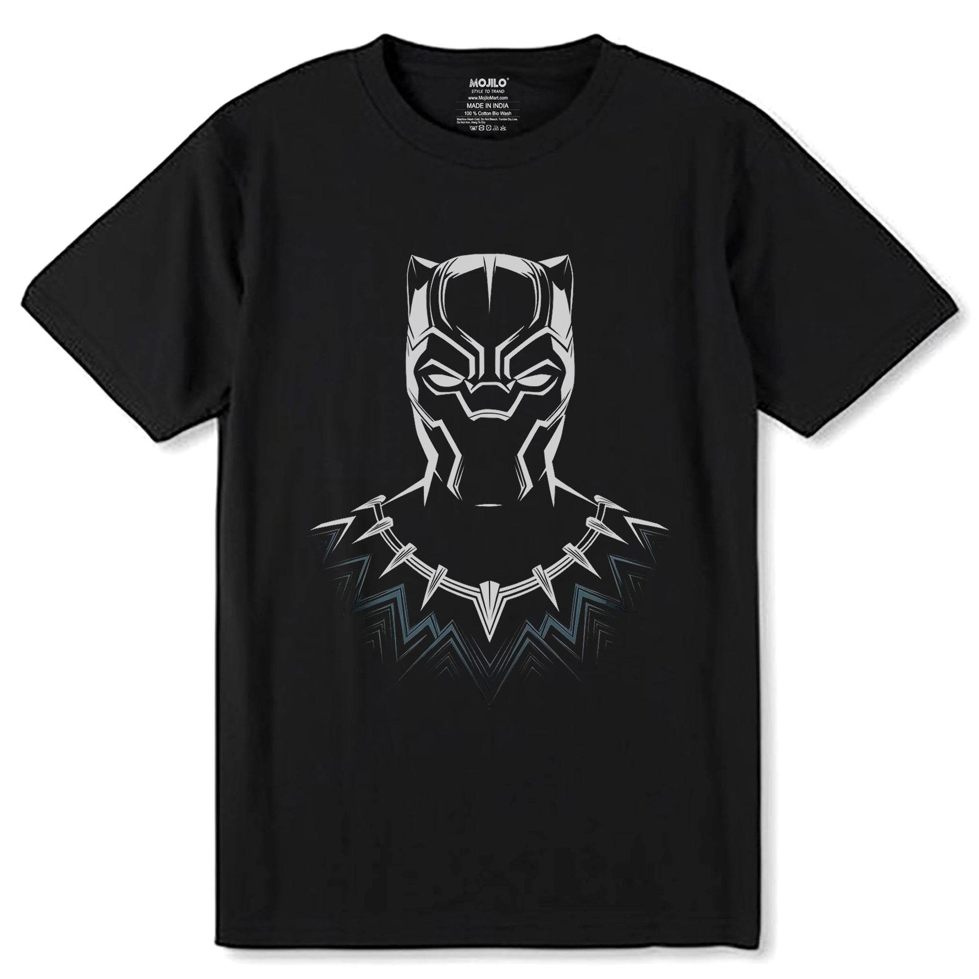 Marvel Black Panther Mask Wakanda superhero - Unisex Round Neck Regular Fit 100% Combed Cotton Half Sleeve T-Shirt - Mojilo Mart