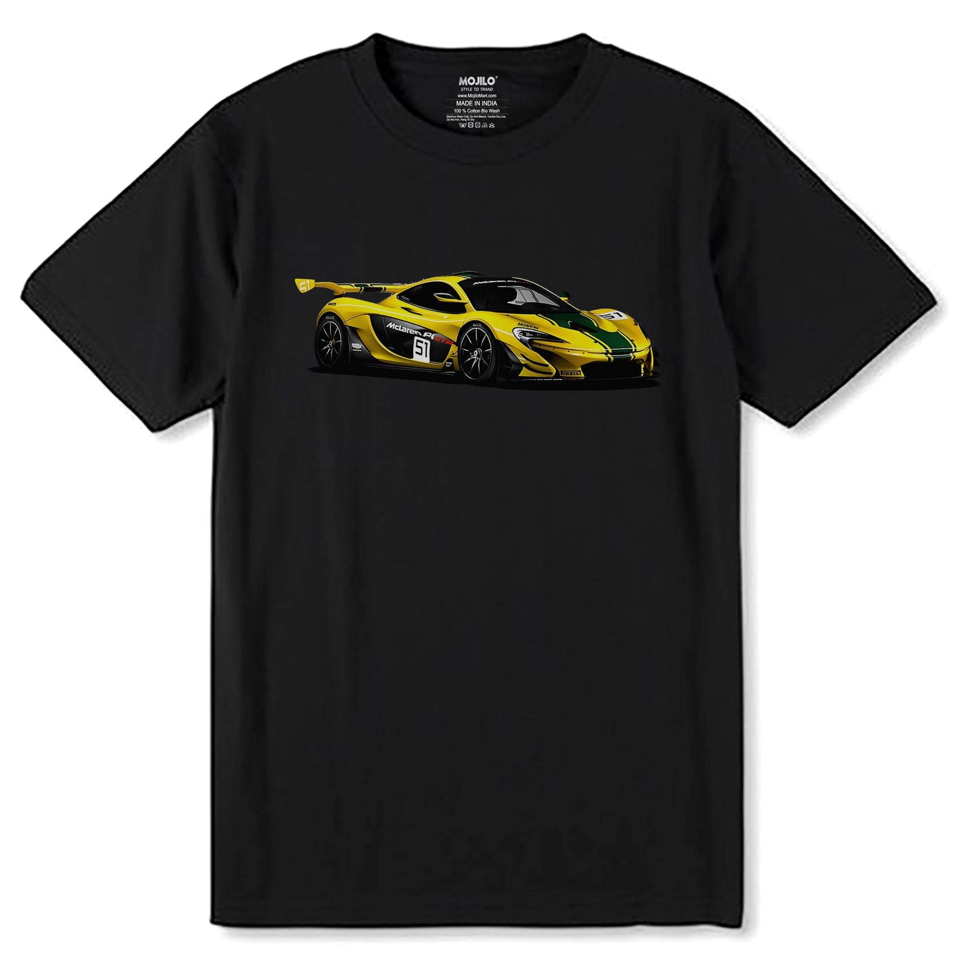 McLaren P1 GTR - Unisex Round Neck Regular Fit 100% Combed Cotton Half Sleeve T-Shirt - Mojilo Mart