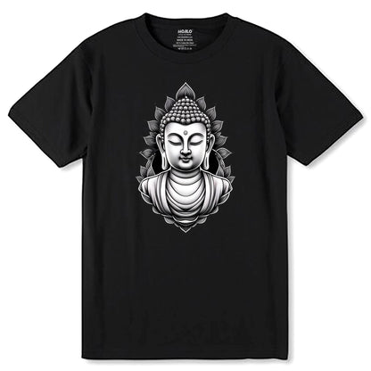 Meditating Buddha - Unisex Round Neck Regular Fit 100% Combed Cotton Half Sleeve T-Shirt - Mojilo Mart