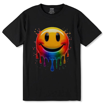 Melting Smiley - Unisex Round Neck Regular Fit 100% Combed Cotton Half Sleeve T-Shirt - Mojilo Mart