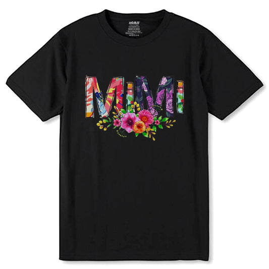 Mimi Floral - Unisex Round Neck Regular Fit 100% Combed Cotton Half Sleeve T-Shirt - Mojilo Mart