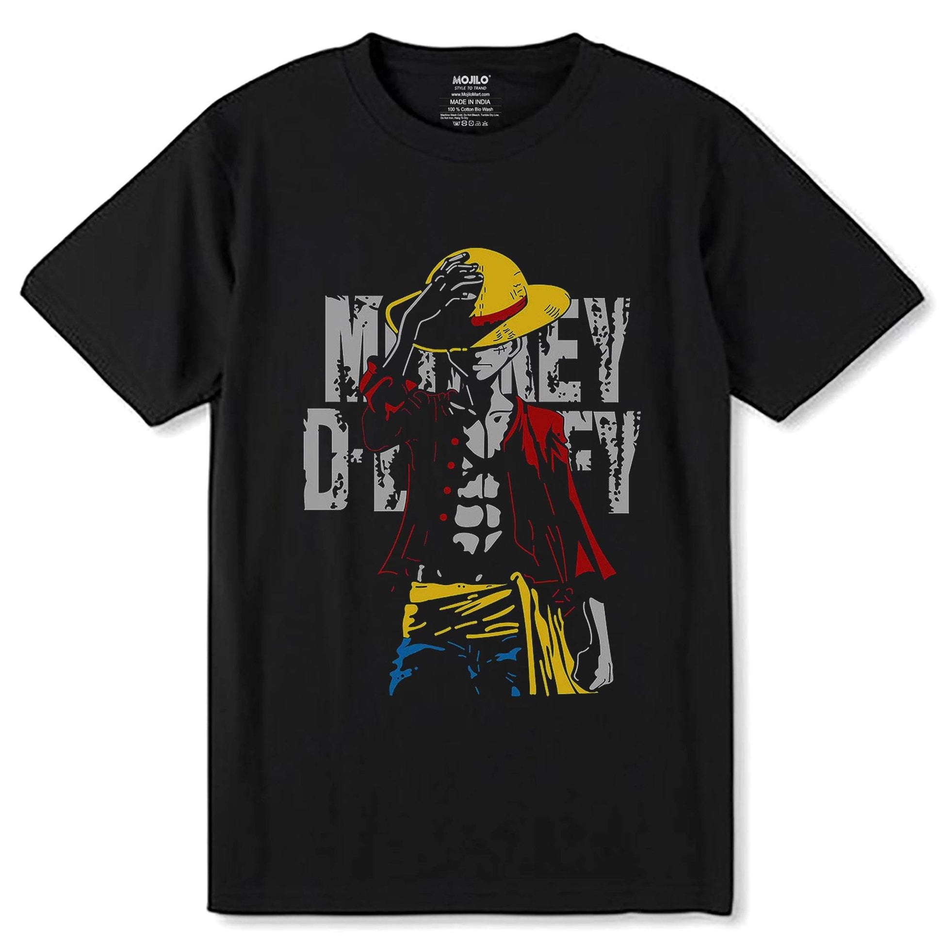 Monkey D. Luff Fictional character - Unisex Round Neck Regular Fit 100% Combed Cotton Half Sleeve T-Shirt - Mojilo Mart