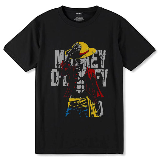 Monkey D. Luff Fictional character - Unisex Round Neck Regular Fit 100% Combed Cotton Half Sleeve T-Shirt - Mojilo Mart