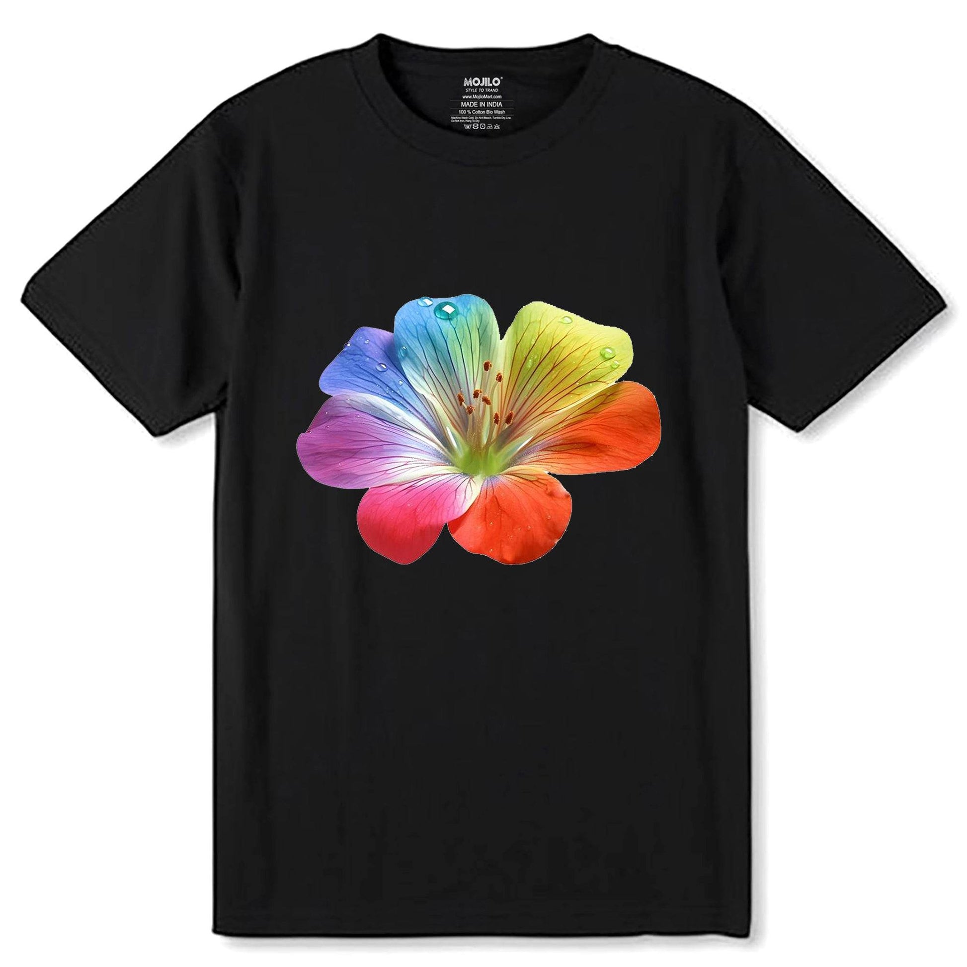 Morning Glory Pop Art - Unisex Round Neck Regular Fit 100% Combed Cotton Half Sleeve T-Shirt - Mojilo Mart