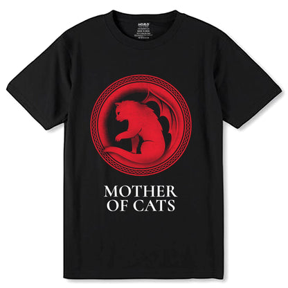 Mother of Cats - Unisex Round Neck Regular Fit 100% Combed Cotton Half Sleeve T-Shirt - Mojilo Mart