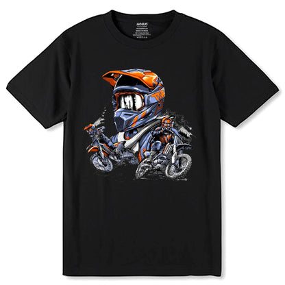Motorcycle Printed Shirt Mountain Bike Outdoor Riding Graphic - Unisex Round Neck Regular Fit 100% Combed Cotton Half Sleeve T-Shirt - Mojilo Mart