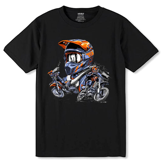 Motorcycle Printed Shirt Mountain Bike Outdoor Riding Graphic - Unisex Round Neck Regular Fit 100% Combed Cotton Half Sleeve T-Shirt - Mojilo Mart