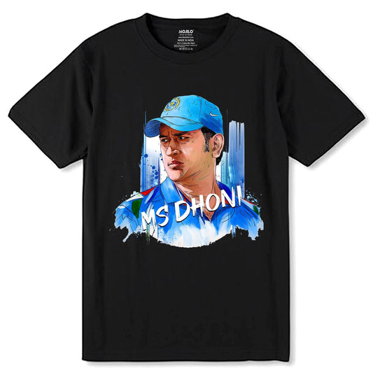Ms Dhoni Photo Print - Unisex Round Neck Regular Fit 100% Combed Cotton Half Sleeve T-Shirt - Mojilo Mart