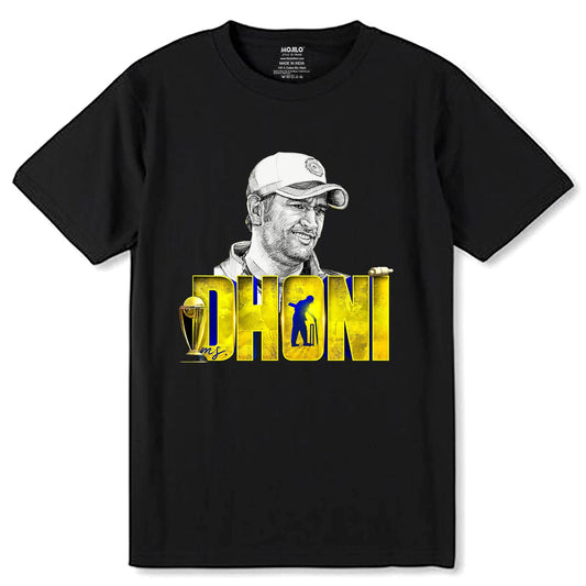 Ms Dhoni Photo Printed - Unisex Round Neck Regular Fit 100% Combed Cotton Half Sleeve T-Shirt - Mojilo Mart