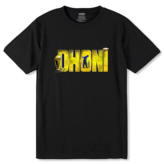 Multicolour Dhoni Edition - Unisex Round Neck Regular Fit 100% Combed Cotton Half Sleeve T-Shirt - Mojilo Mart