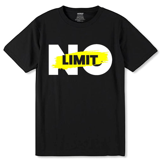 NO LIMIT - Unisex Round Neck Regular Fit 100% Combed Cotton Half Sleeve T-Shirt - Mojilo Mart